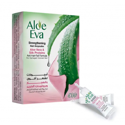 EVA COSMETICS — ALOE EVA STRENGTHENING HAIR AMPOULES WITH ALOE VERA & SILK PROTEINS 4 AMPOULES * 15 ML